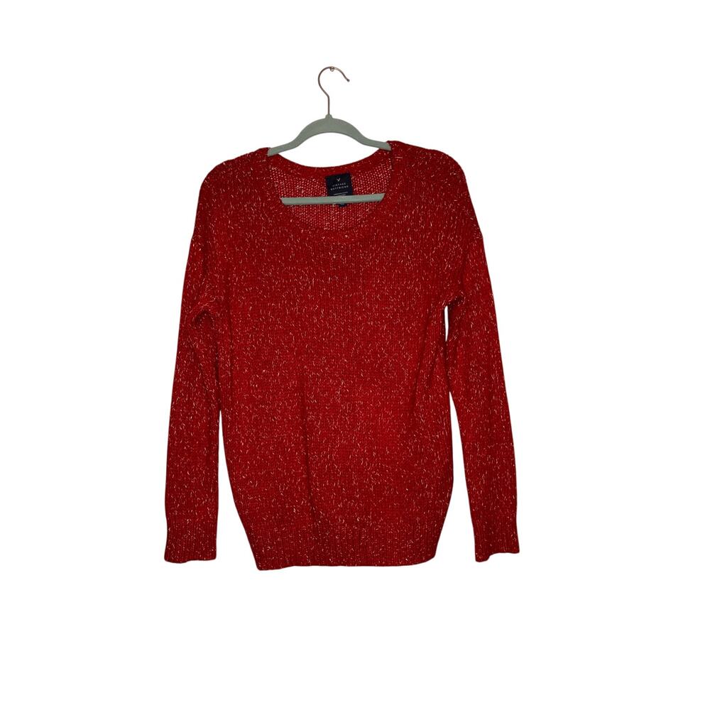 Bundle Only AMERICAN EAGLE OUTFITTERS Red Crewneck Sweater with Marled Texture